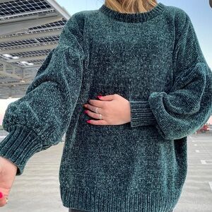 Wild Fable Target Forest Dark Green Chenille Oversized Sweater Pullover Crewneck
